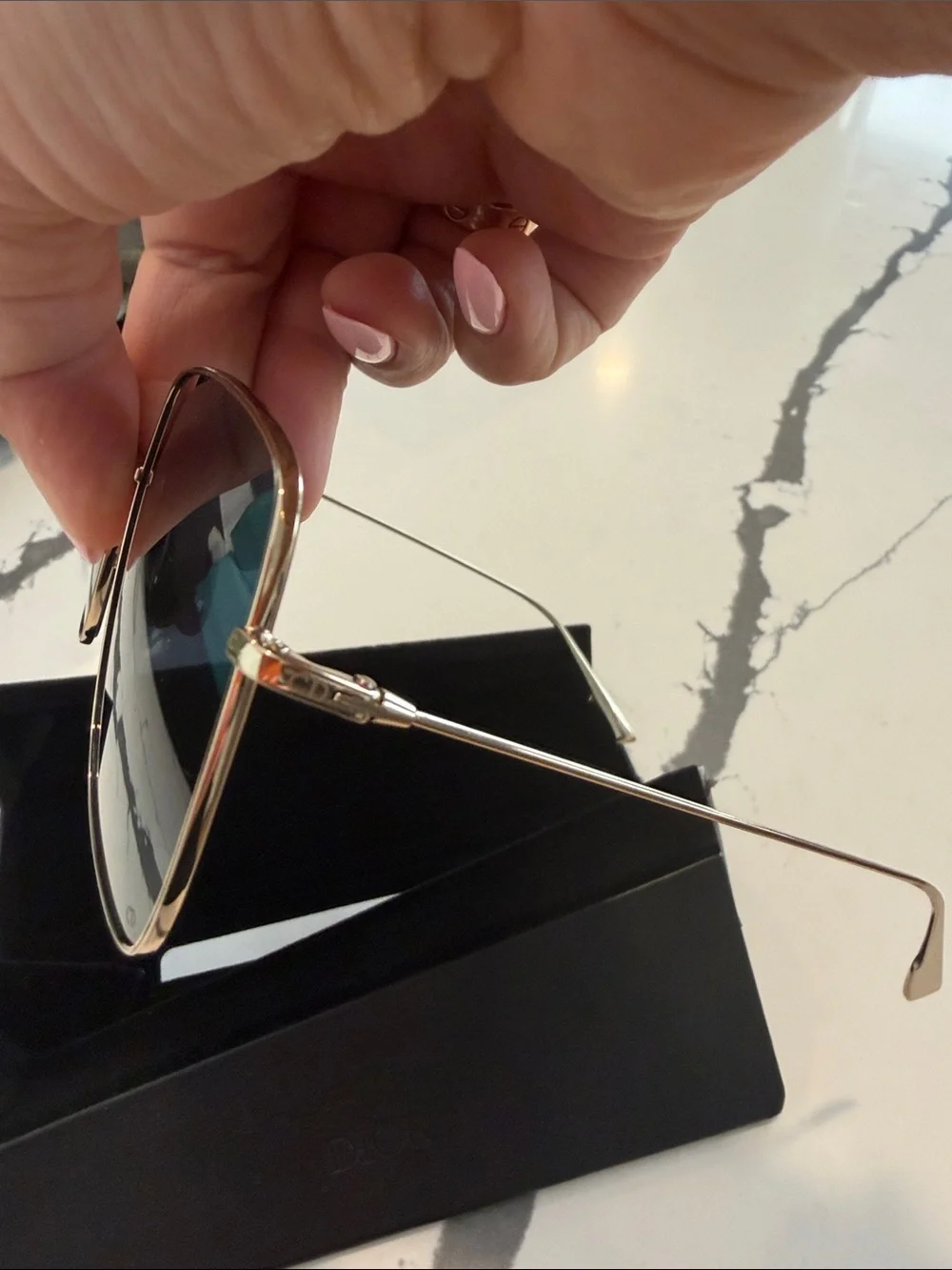 Dior Men's Gold Frame Sunglasses with Black Lenses
